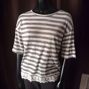 Basic Editions striped knit top, size M
